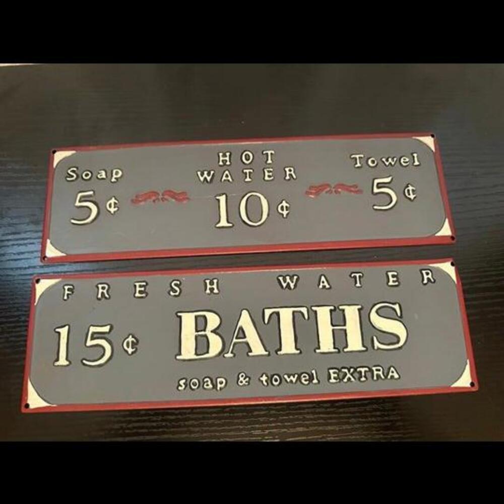 Vintage-Style Bathhouse Decor Signs